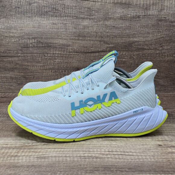 Hoka One One Carbon X 3 Men\'s Sz 12.5D White Yellow Running Shoes (1123192 BSEP) main image 4